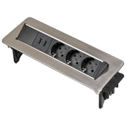 Brennenstuhl 1396200113 Indesk Power Presa Multipla da Tavolo 3 Prese Schuko 2 Porte USB 2,10 A Cavo 2 m colore Argento Nero