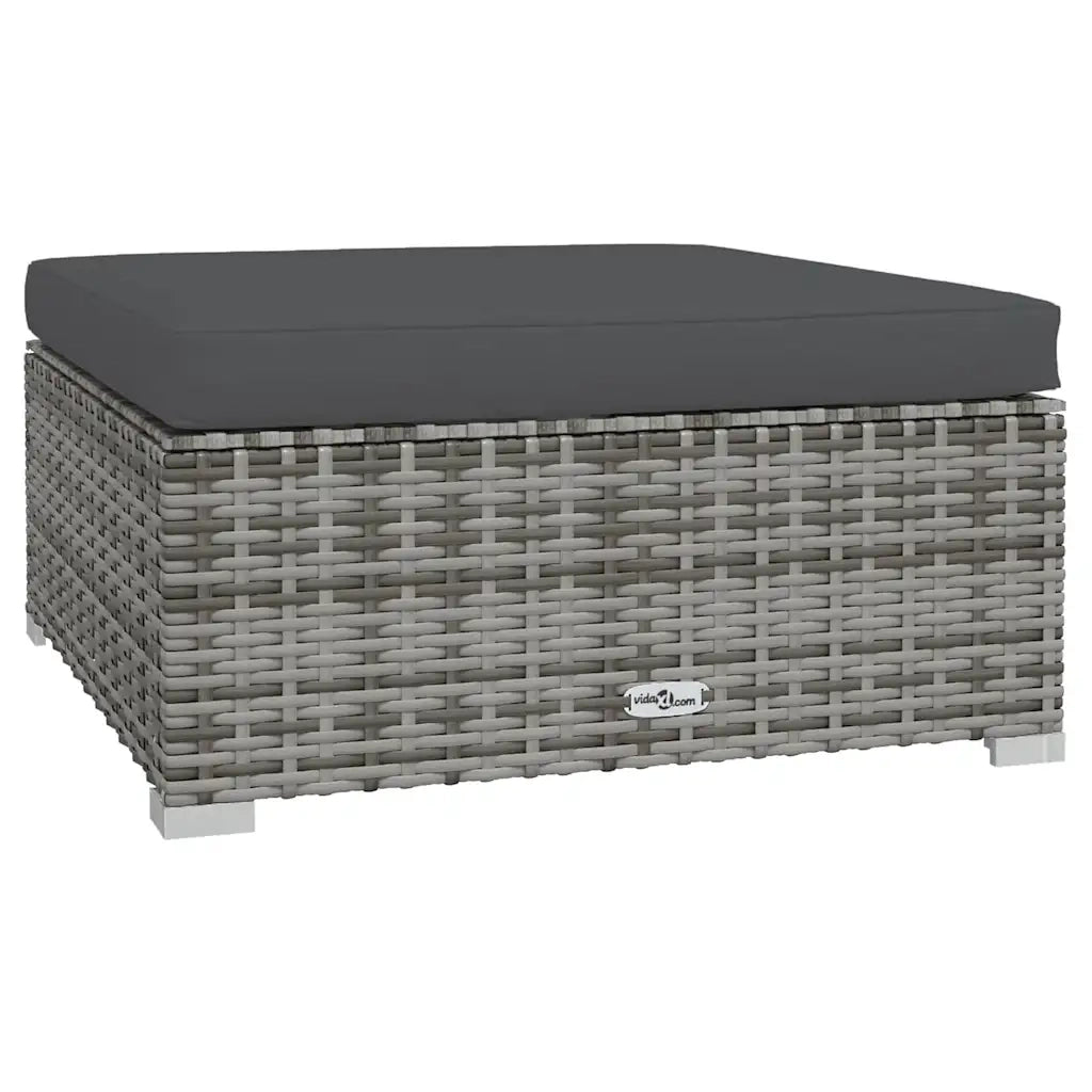 Sedia da giardino-Poggiapiedi Giardino con Cuscino Grigio 70x70x30 cm Polyrattan 610133