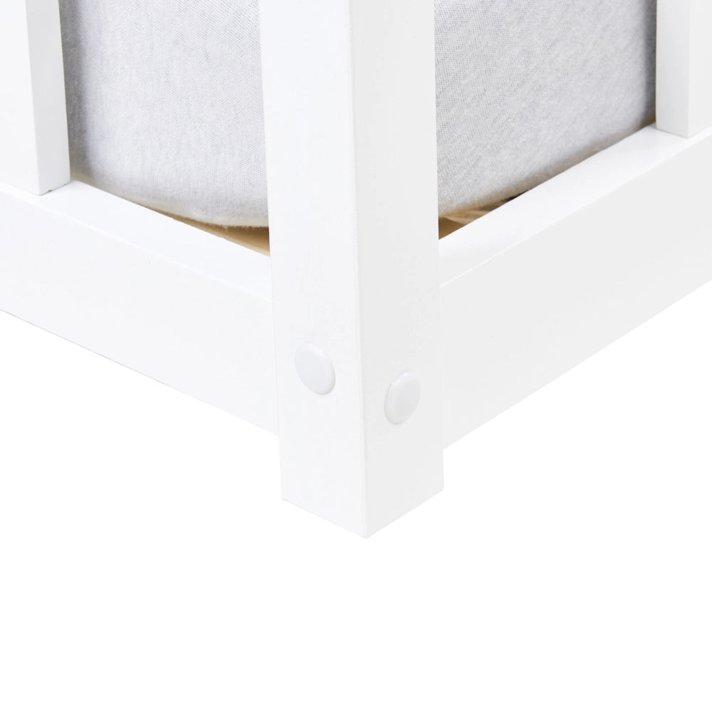 Letto singolo per bambini in legno bianco cameretta con telaio a doghe 90 x 200 cm