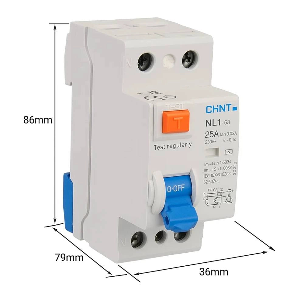 Interruttore differenziale bipolare puro tipo ac 30ma chint serie nl1-63 *** ampere 25 ampere, confezione 1