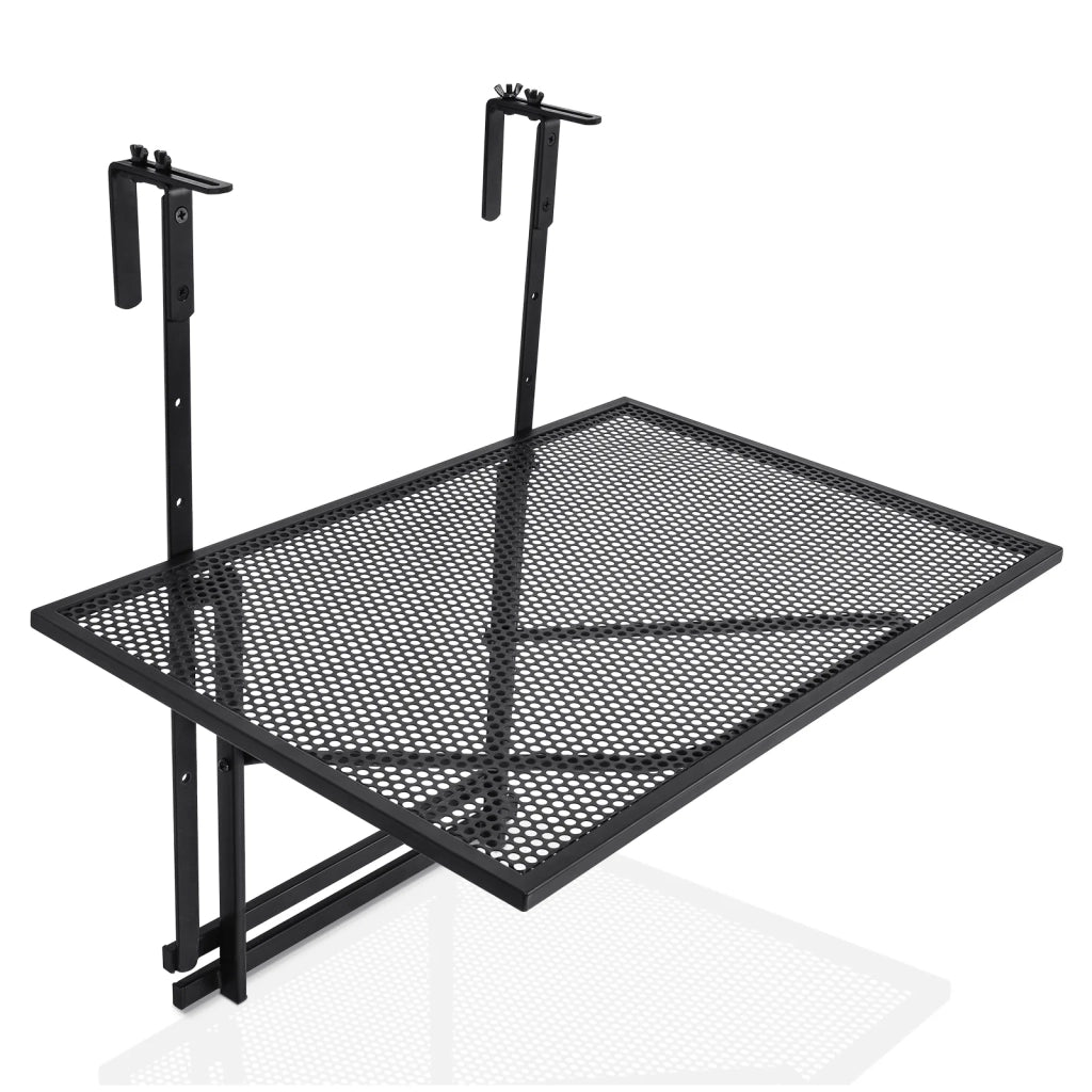 Tavolo da balcone sospeso regolabile 61,5 x 40,5 x 82,5 cm pratico e pieghevole stile moderno ferro nero 20_0020583