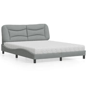 Letto con Materasso Grigio Chiaro160x200 cm Tessuto