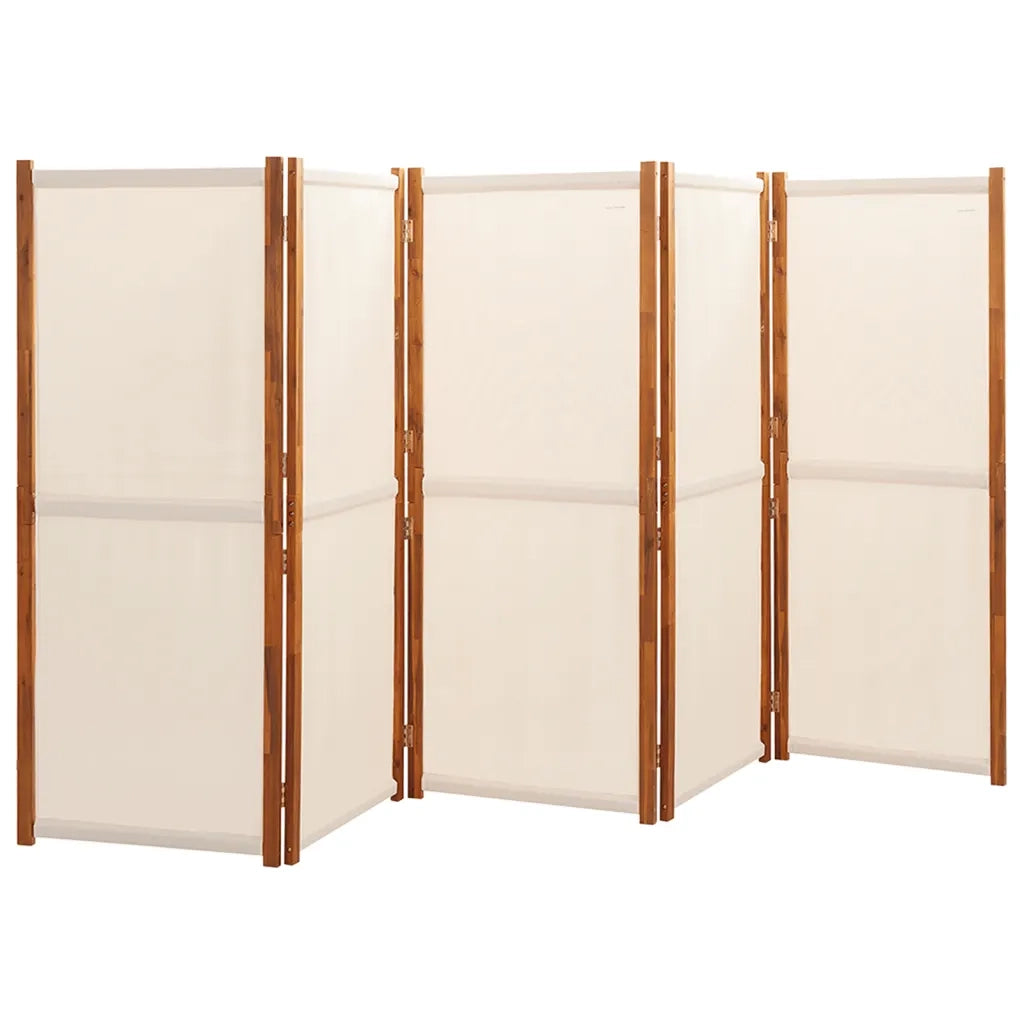 Divisorio Ambienti | Divider per stanze | Paravento a 5 Pannelli Bianco Crema 350x180 cm