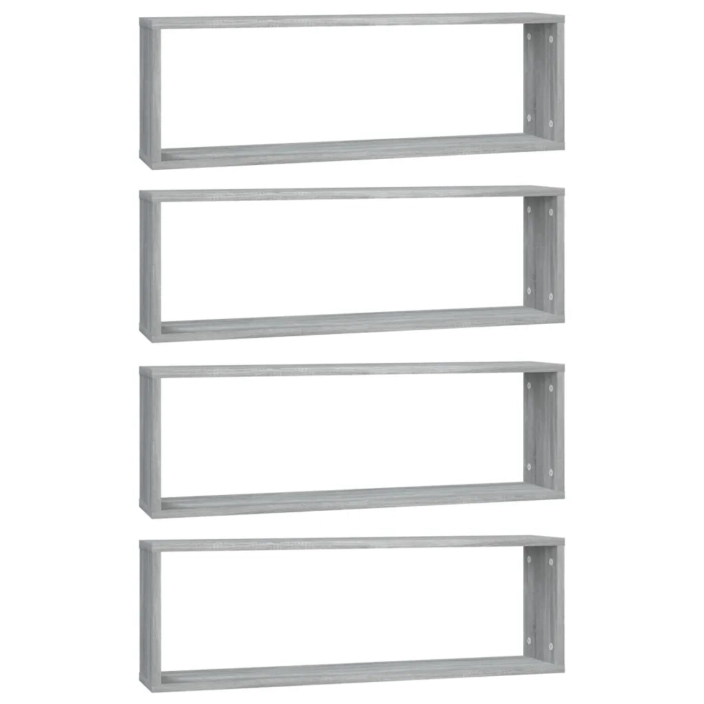 Mensole Cubo Muro | Mensola a parete 4 Grigio Sonoma 80x15x26,5 Legno Multistrato