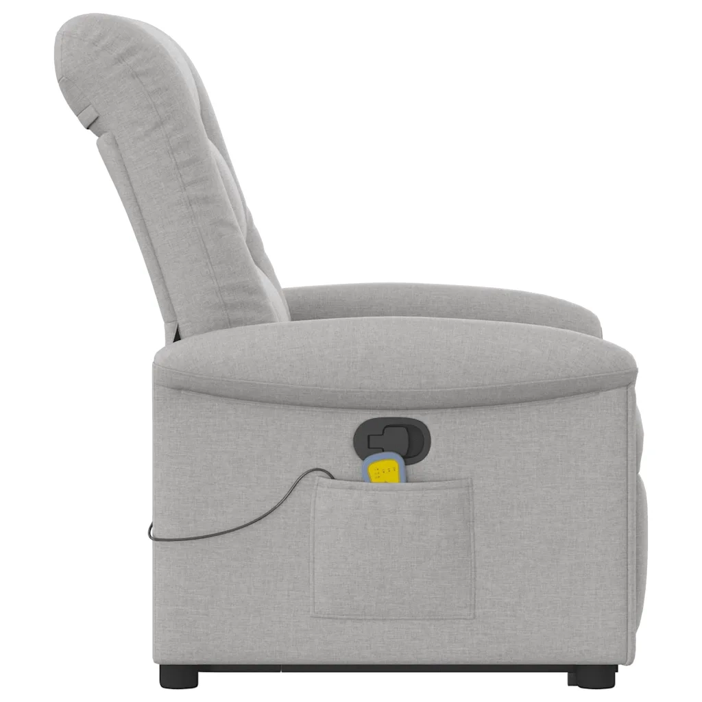 Poltrona | Sedia Relax Alzapersona Massaggi Reclinabile Grigio Nuvola Tessuto