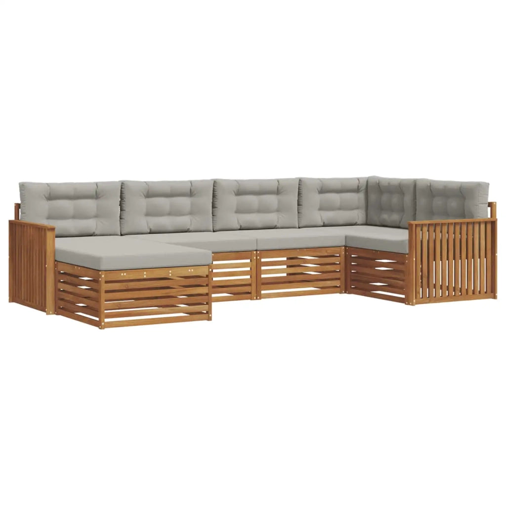 Set di divani da esterno 6 pcs Grigio Naturale e Chiaro