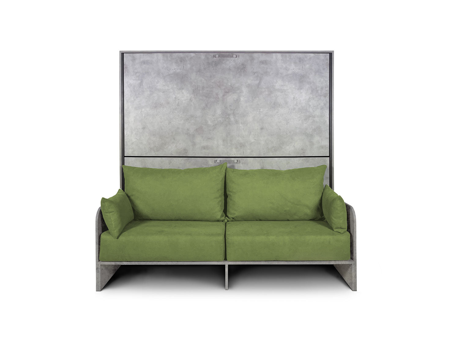 Letto Doppio A Scomparsa Kando Con Divano Cemento e Verde