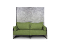 Letto Doppio A Scomparsa Kando Con Divano Con Materassi Cemento e Verde