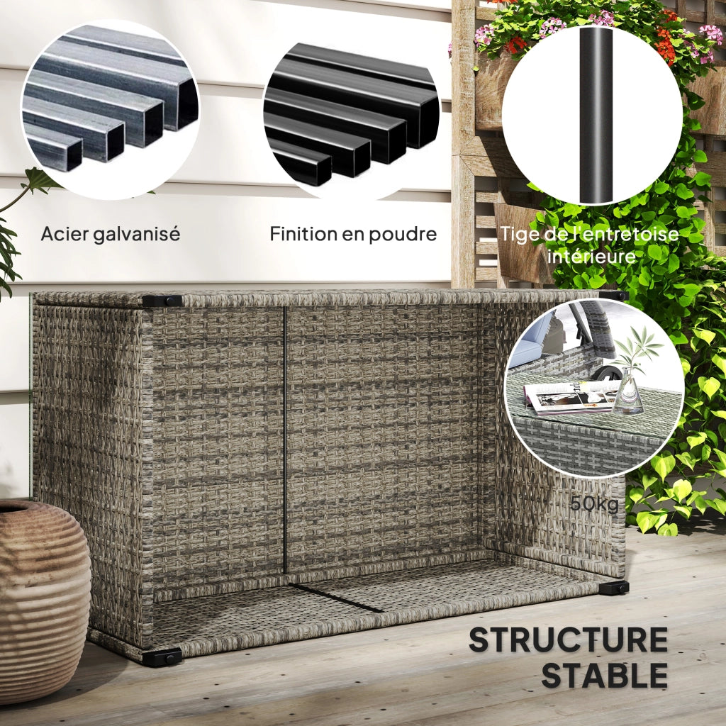 Tavolino da giardino in polyrattan con piano in vetro temperato ¨C Xylo ¨C Grigio 90x50x38cm