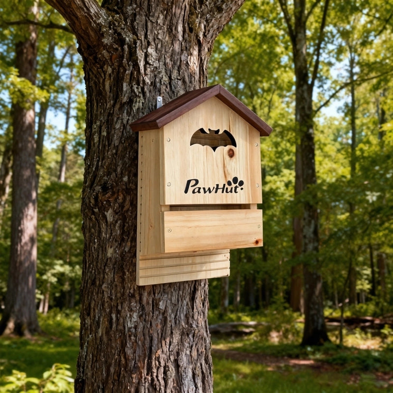 Set di 3 casette per pipistrelli in legno di abete, da appendere in giardino, 21,5 x 11,5 x 34 cm