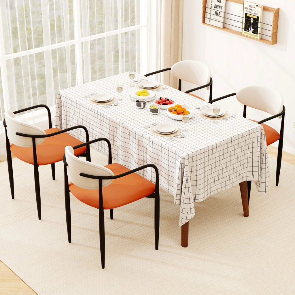 Sedie da cucina rivestite in pelle sintetica con sedile imbottito, Sedia da pranzo set di 2 sedie da pranzo moderne Arancione