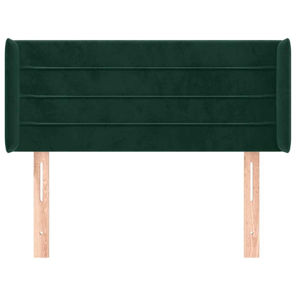 Testiera ad Orecchio-Testata con Orecchie Verde Scuro 83x16x78/88 cm in Velluto 246990