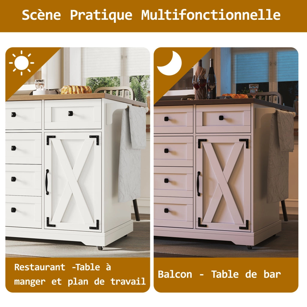 Carrello da cucina pieghevole con vano contenitore; tavolo ribaltabile multifunzione in MDF e metallo per cucina