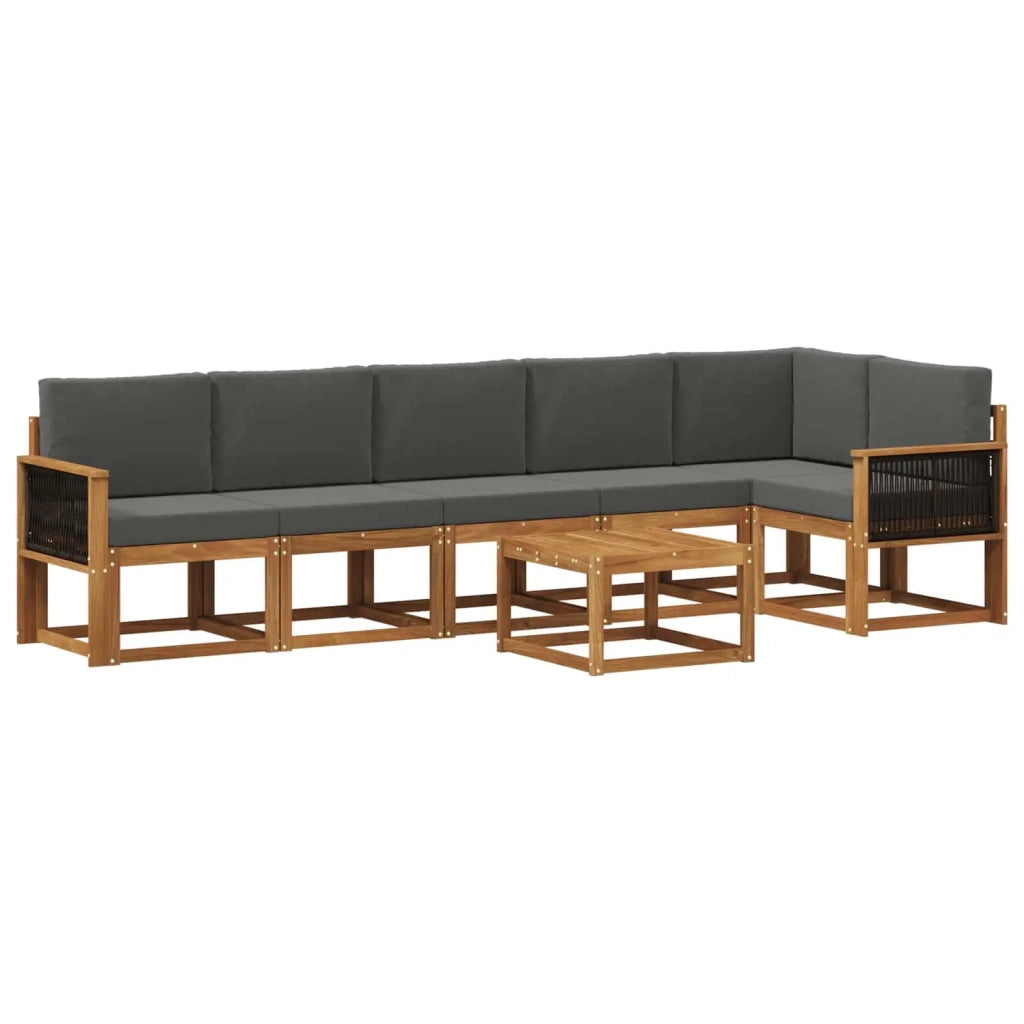Set di divani da esterno 7 pcs Naturale e Antracite Poliestere