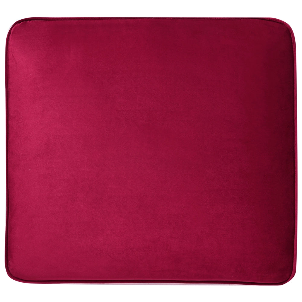 Poltrona Chesterfield Tessuto Velluto Rosso Scuro Rivestimento Gambe Legno Scuro Contemporaneo