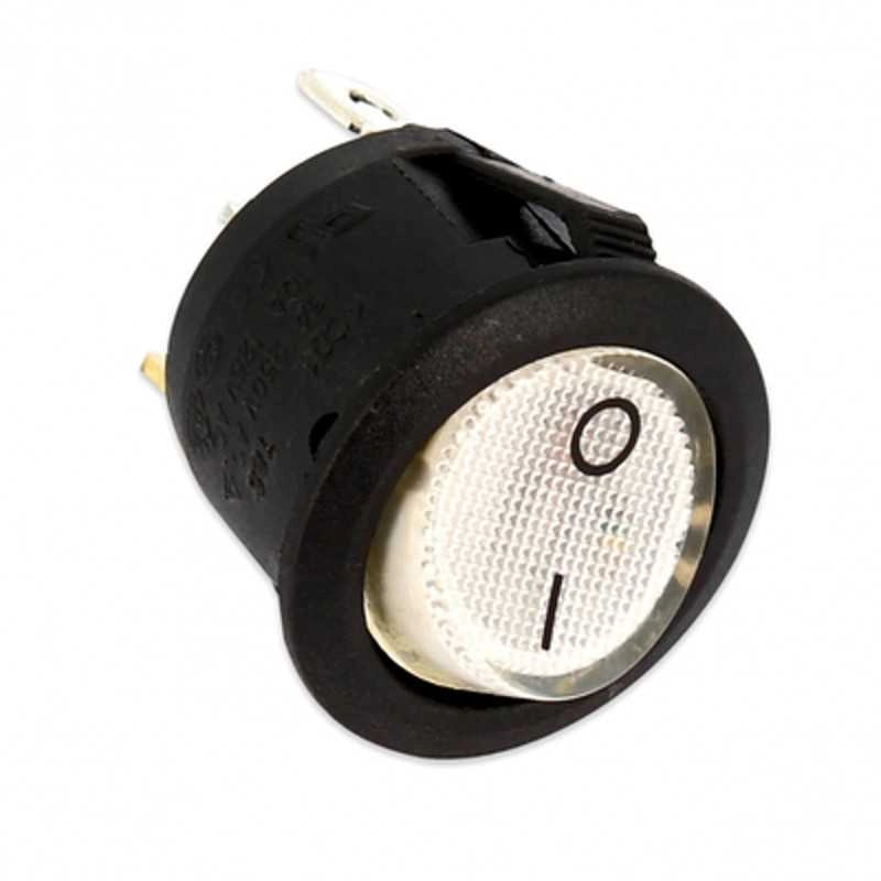 INTERRUTTORE TONDO LUMINOSO BIANCO 20mm 3 contatti VARI USI Elettrodomestici - UNIVERSALE