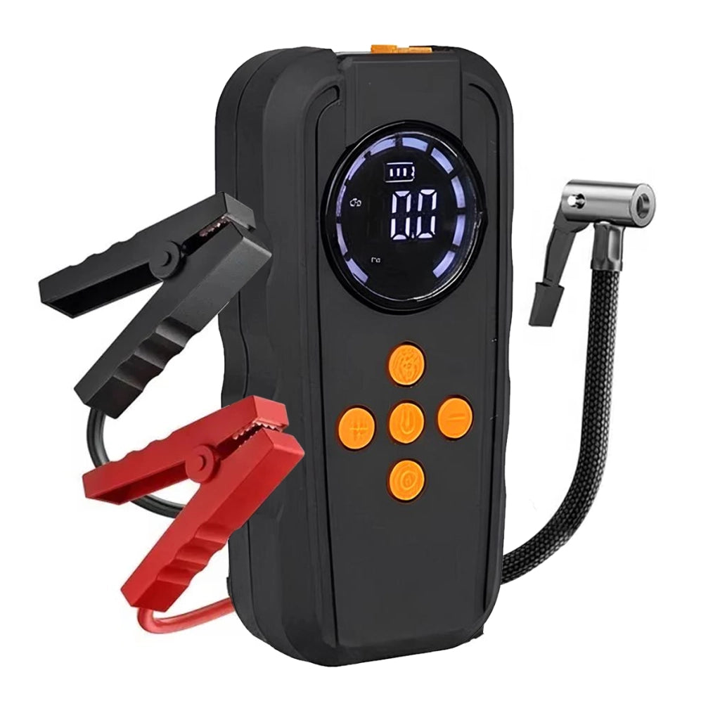 Avviatore per Batteria Auto con Compressore d'Aria e Lampada LED 6000mAh 14.8V Nero Avizar