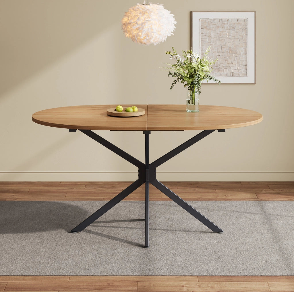 Tavolo da pranzo ovale per 4-6 persone in MDF colore naturale