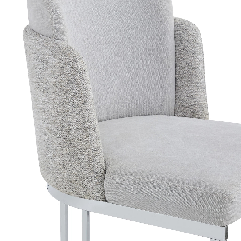 2 sedie da pranzo moderne in chenille grigio e metallo galvanizzato, con doppio schienale, seduta confortevole e struttura robusta