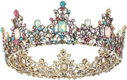Tiara di cristallo per matrimonio - Diadema principesca retro gala - Unico modello metallo diamante acquamarina.