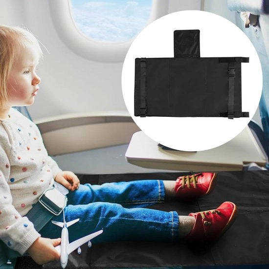Supporto per Piedi per Bambini con Cuscino - Antiscivolo Ripiegabile 75 x 42 cm - Estensione Sedile e Chiusura a Bottone - Per Bambini Piccoli in Viaggio Aereo