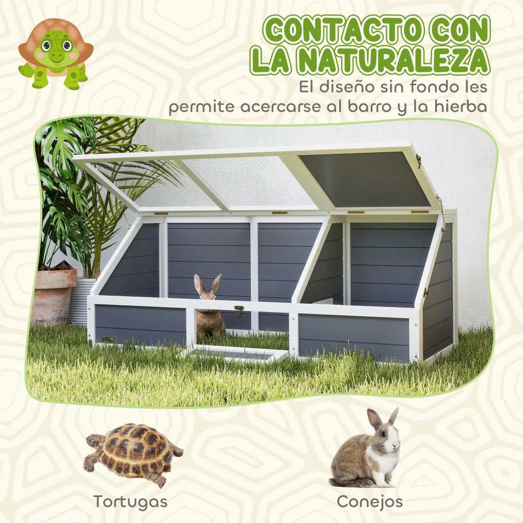 Casetta per Tartarughe in Legno ¨C zephmum ¨C 120x55x50 cm Grigio Chiaro