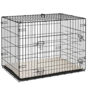 Gabbia per cani pieghevole con 2 porte, trasportino con vassoio di base estensibile e cuscino, 75 x 48,5 x 53 cm, nera