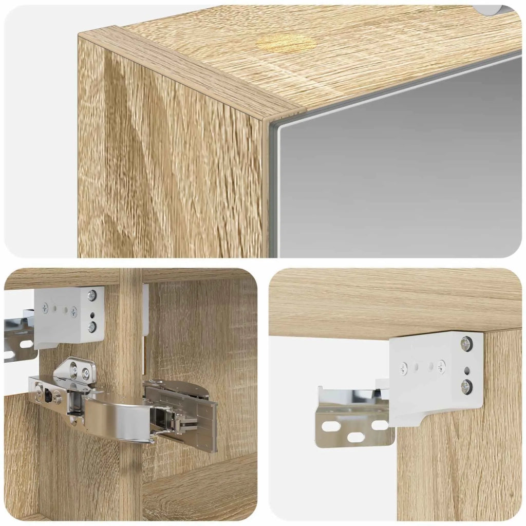 Mobiletto per specchio da bagno con lo scaffale Rovere Sonoma