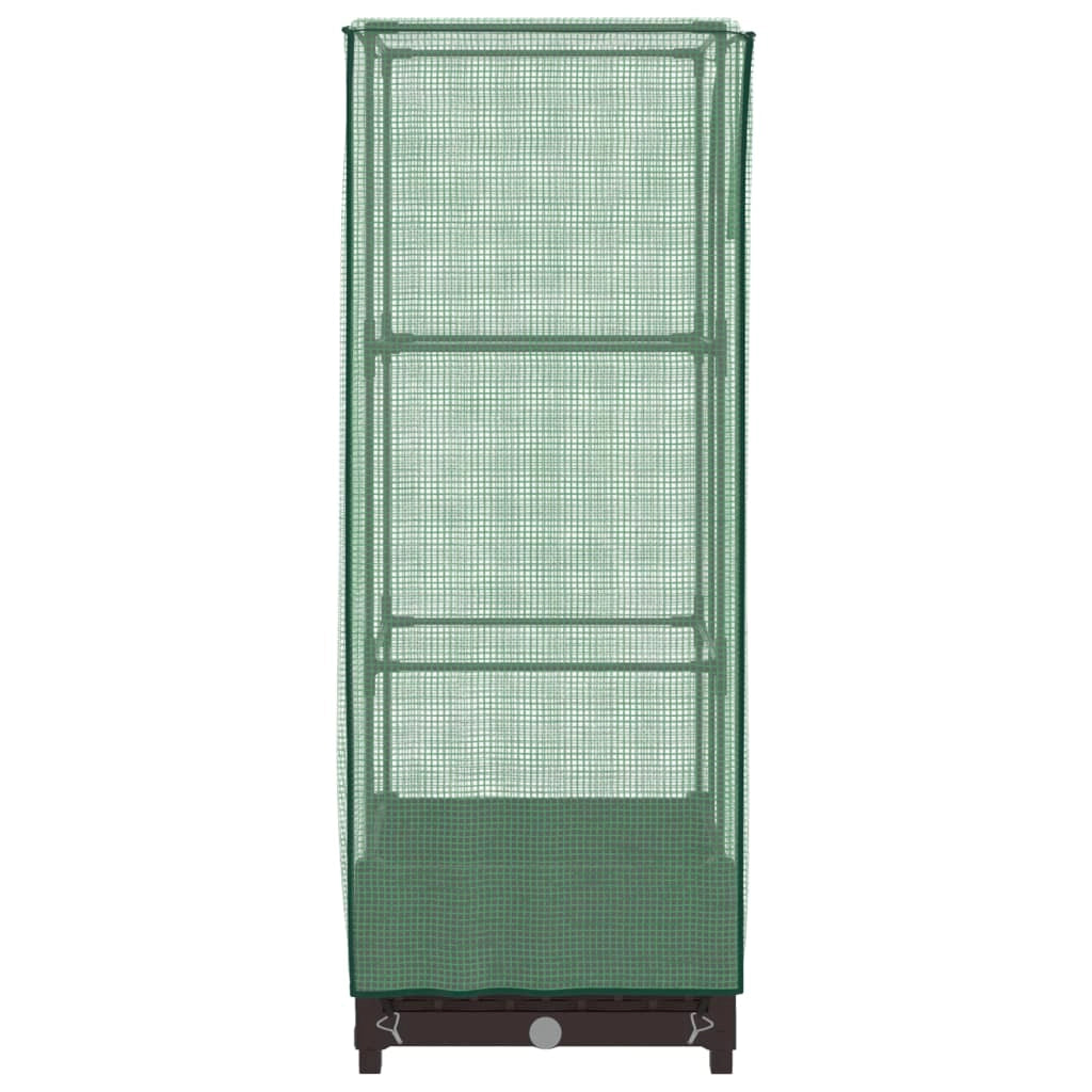 Aiuola rialzata/fioriera con copertura effetto rattan 40 x 40 x 123 cm Marrone 02_0038768
