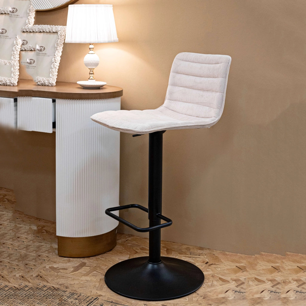 Essaou, Sgabello Regolabile, 43x50x86h cm Bianco Crema