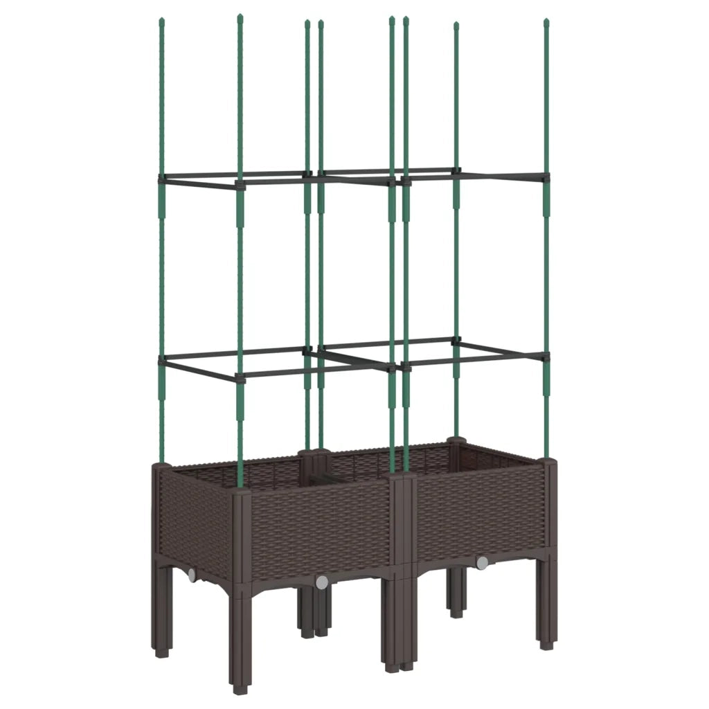 Fioriera da Giardino con Traliccio Marrone 80x40x142,5 cm in PP 367955