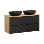 Set da bagno YOKA nero: mobile sottolavabo con cassetti 120 cm + top per lavabo + lavabo da appoggio