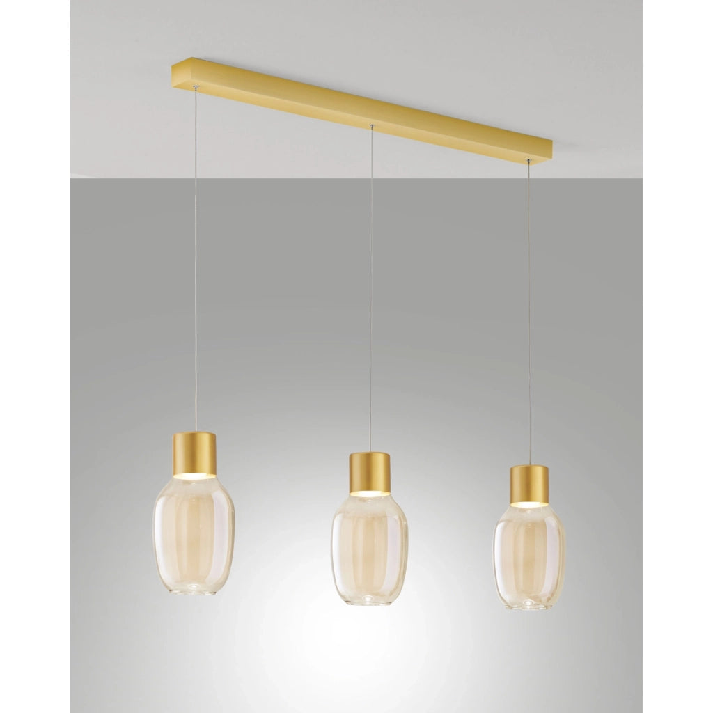 Lapo Sospensione Cognac 3 Luci Lin.