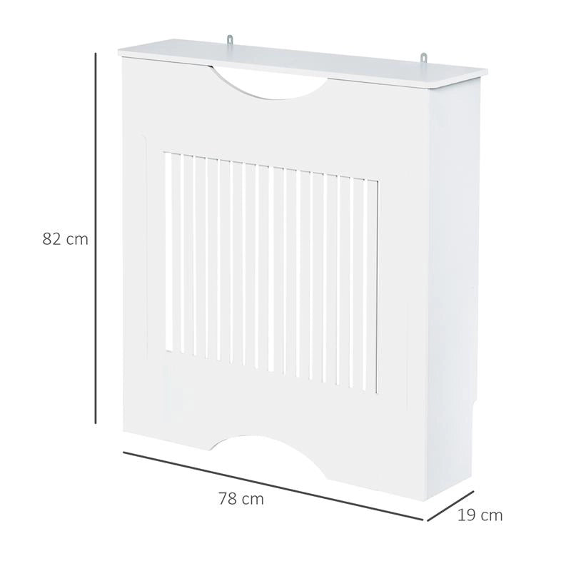 COPRITERMOSIFONE BIANCO IN MDF CON PIANO D'APPOGGIO E DESIGN ANTIRIBALTAMENTO, 78X19X82 CM