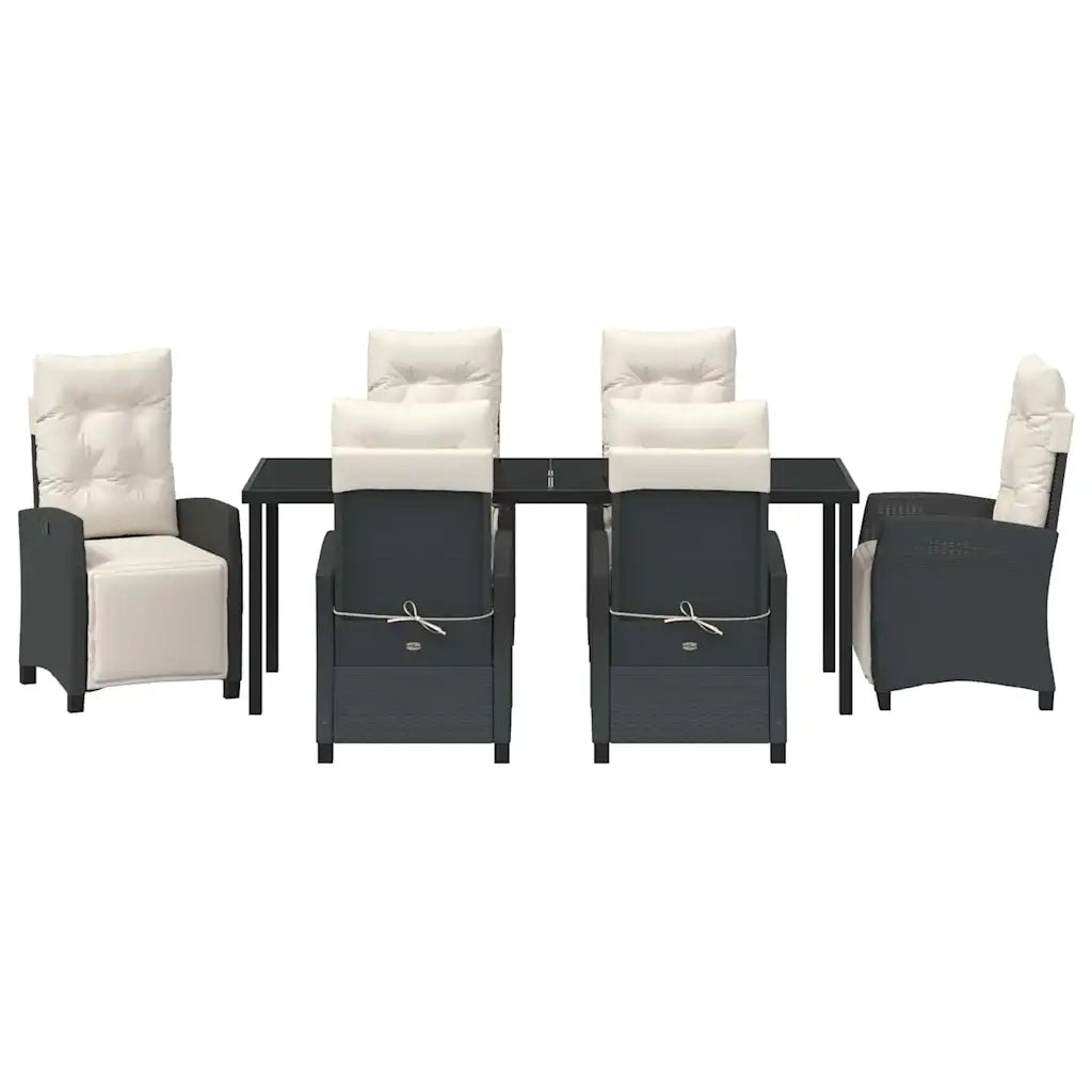 Set da Pranzo per Giardino con cuscino 7 pcs Nero polyrattan 3380419