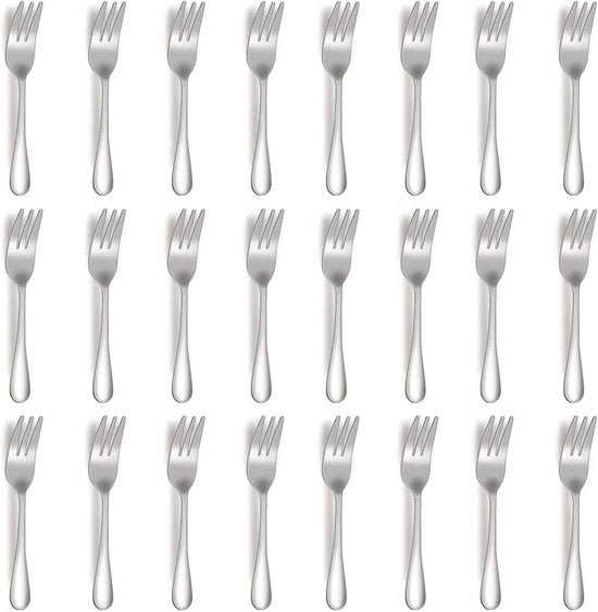 Set di forchette per dolci - 24 pezzi - 145 cm - acciaio inossidabile - torta espresso, dolce, dessert, antipasto - feste, viaggi, matrimoni