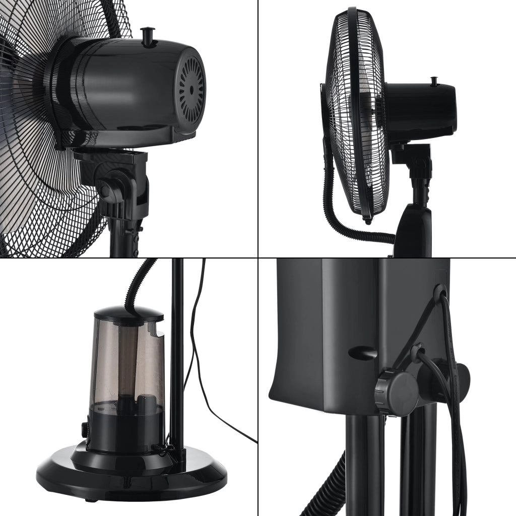 Ventilatore a Piantana con Nebulizzatore Regolabile - 3 Velocitá, Modalitá Oscillazione, Testa Inclinabile - Motore 75W Timer a 60 min. - Nero