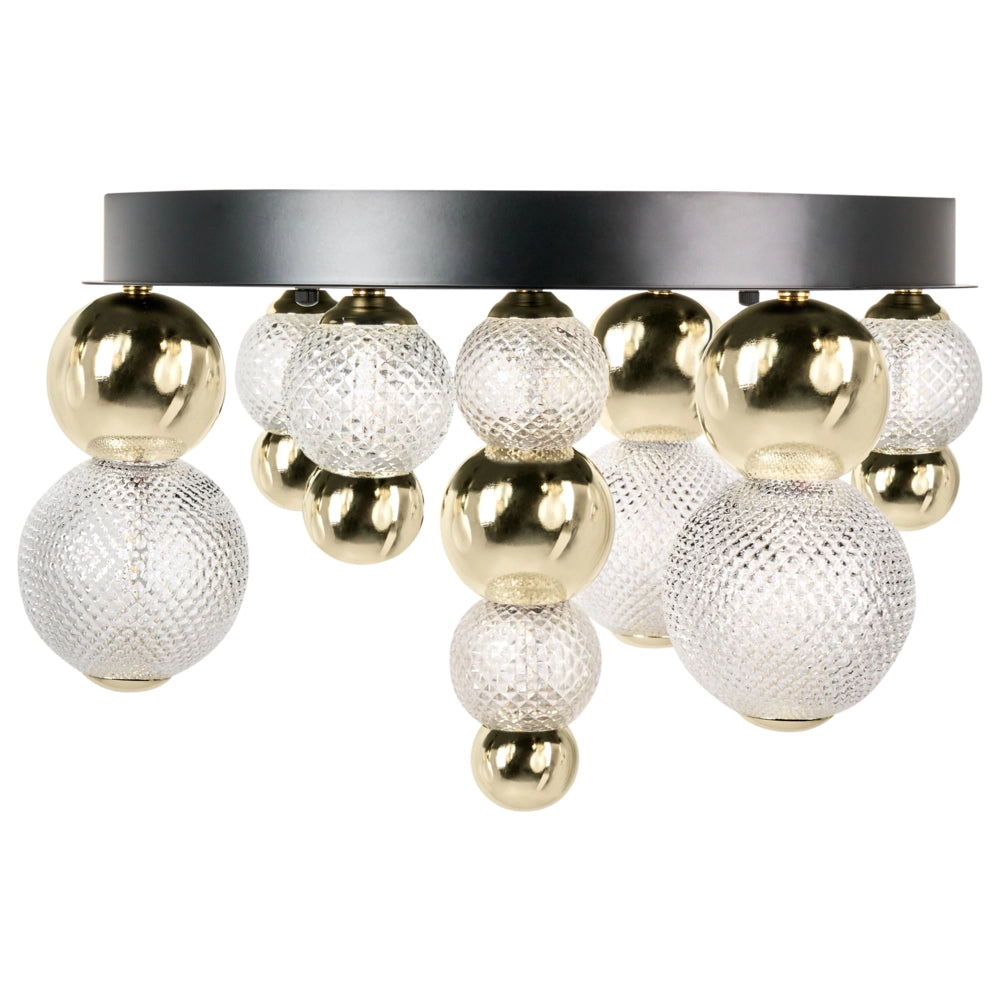 Lampada da parete a LED con paralume in vetro dorato e base in metallo, stile glamour, luce d'atmosfera, soggiorno, camera da letto