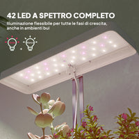 Lampade per Pianta 42 Luci LED con 3 Vasi Timer e Illuminazione Regolabile Bianco
