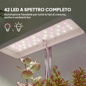 Lampade per Pianta 42 Luci LED con 3 Vasi Timer e Illuminazione Regolabile Bianco