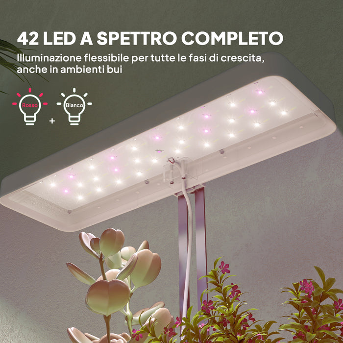 Lampade per Pianta 42 Luci LED con 3 Vasi Timer e Illuminazione Regolabile Bianco