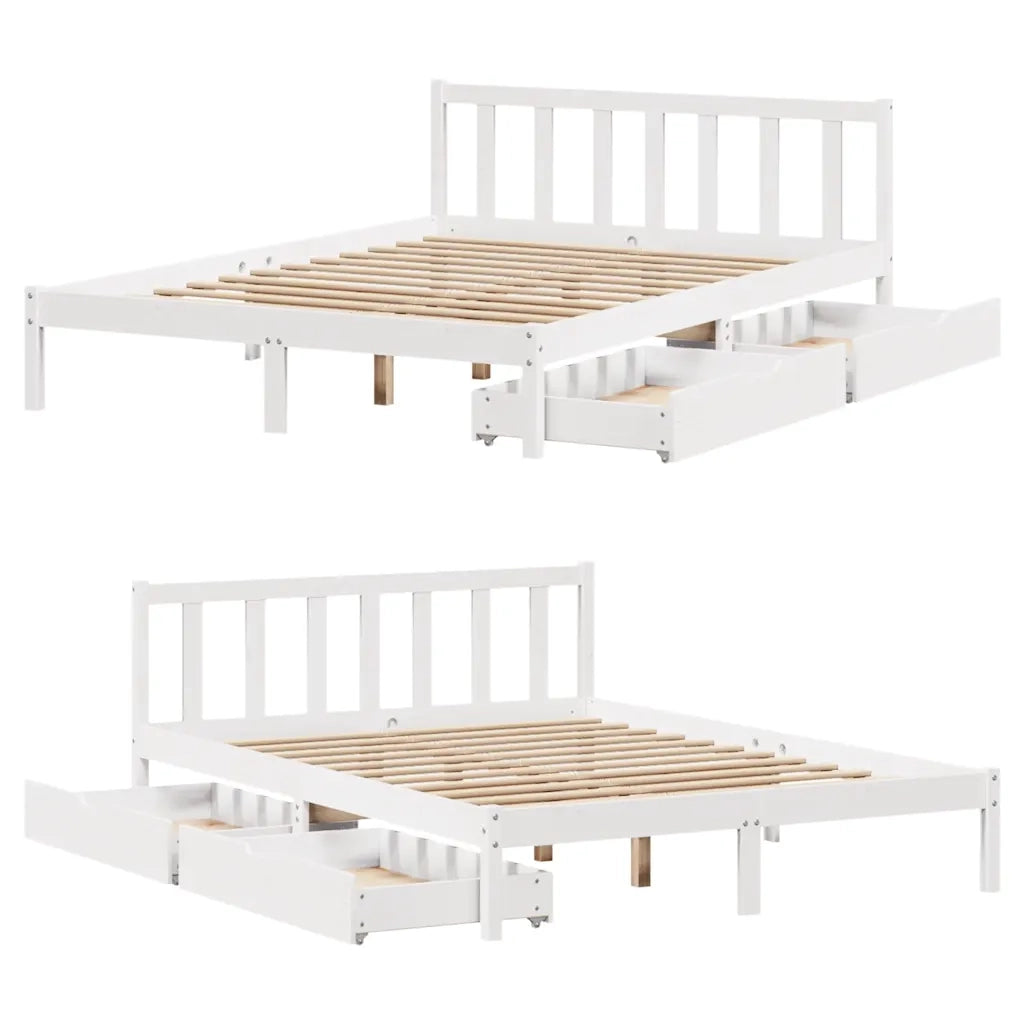 Letto senza Materasso-Struttura Letto Bianco 150x200 cm Legno Massello di Pino 405087