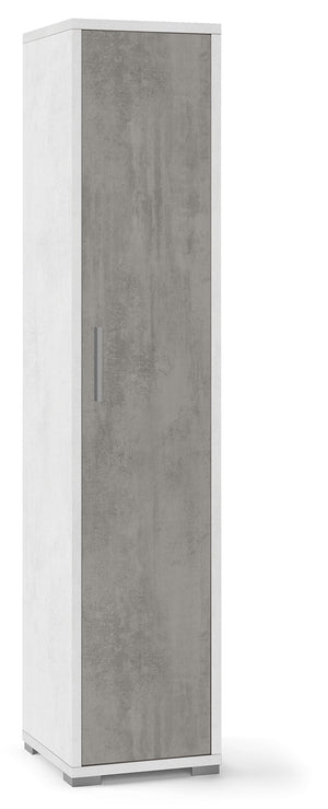 Armadio 1 Anta 39x182x41 cm Ossido Bianco/Cemento