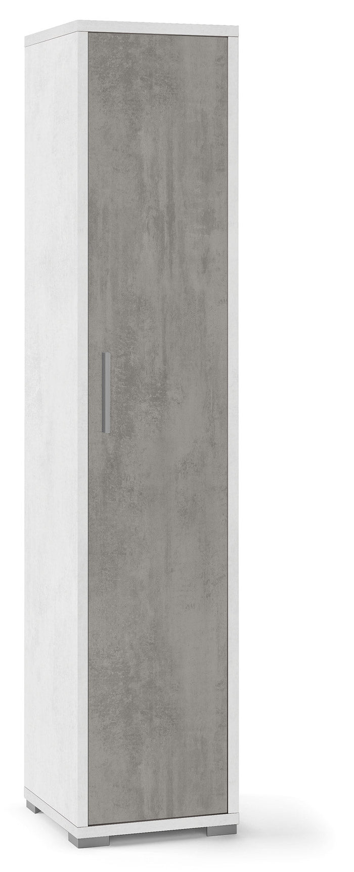 Armadio 1 Anta 39x182x41 cm Ossido Bianco/Cemento