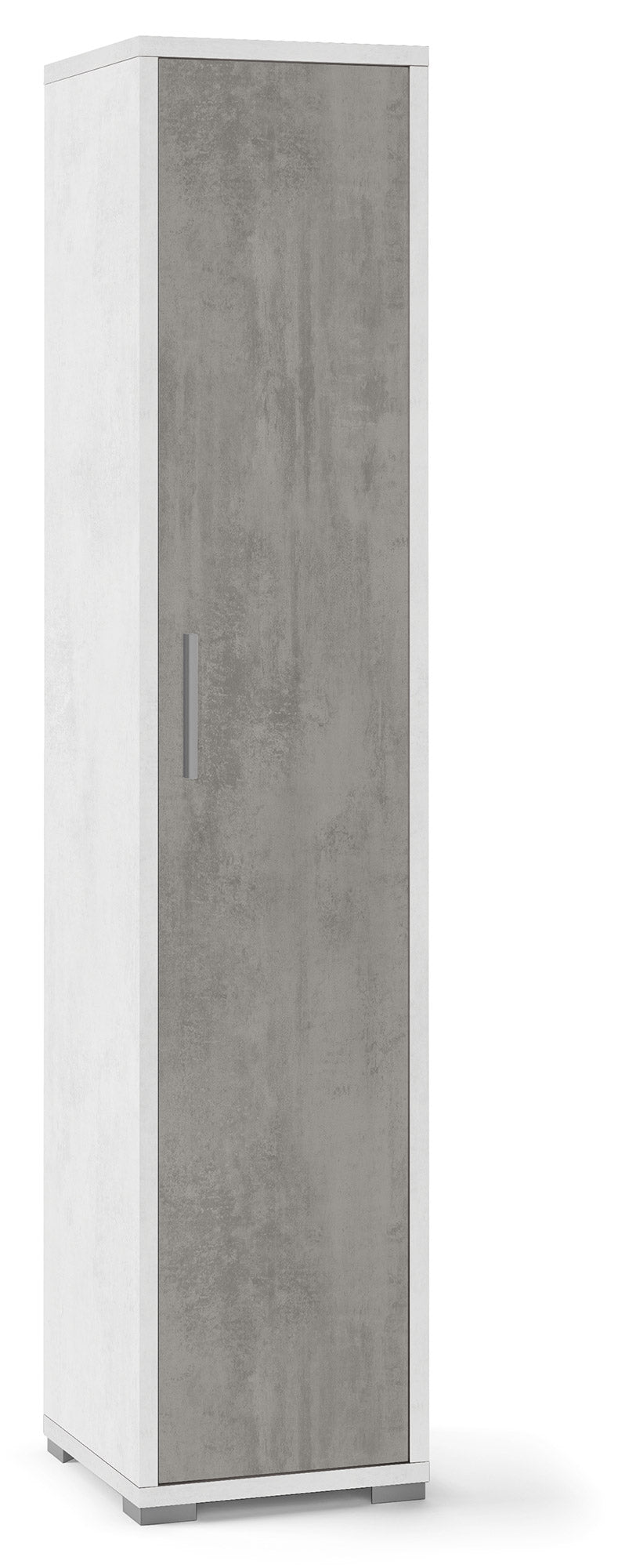 Armadio 1 Anta 39x182x41 cm Ossido Bianco/Cemento