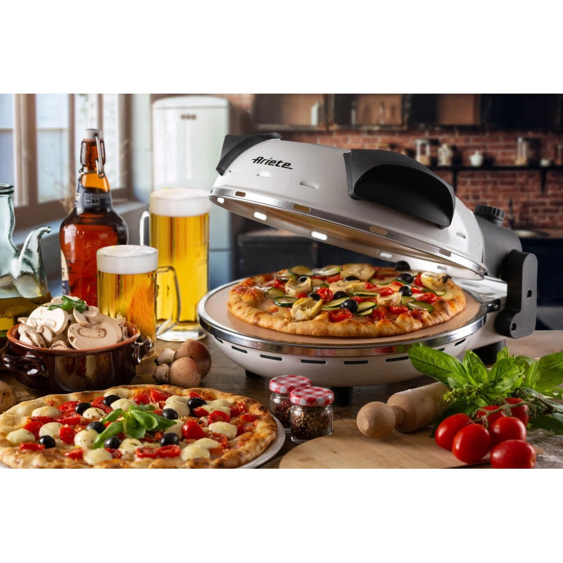 Forno Pizza - 4 Minuti - Piastra in Pietra Refrattaria - 1200W - Nero