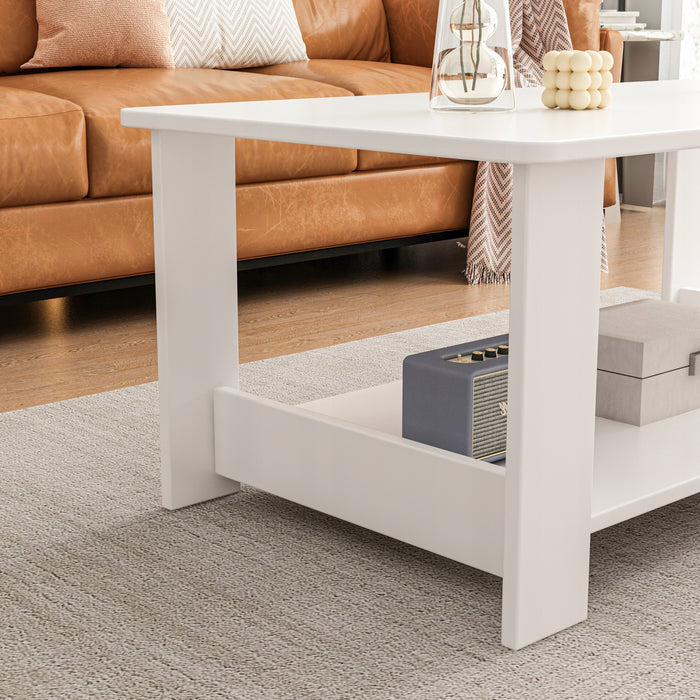 Panca tavolino bianco moderno con ripiano salotto loft grande 100 cm