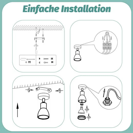 ZMH Faretto da soffitto moderni 1 fiamma GU10 metallo per portico cucina ufficio