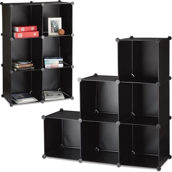 Cassettone di Archiviazione con 6 Cestelli come Divisore di Spazi - Ideale per Giochi, Scarpe e Libri - 110 x 110 x 35 cm - Nero
