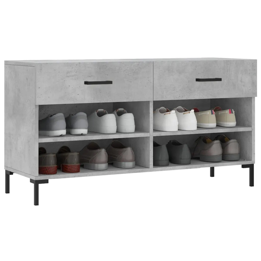Panca Porta Scarpe-Sgabello-Panca Scarpiera Grigio Cemento 102x35x55cm Legno Multistrato 972346